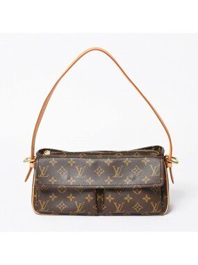 Louis Vuitton Viva-Cite MM Handbag Bag Monogram Brown Gold